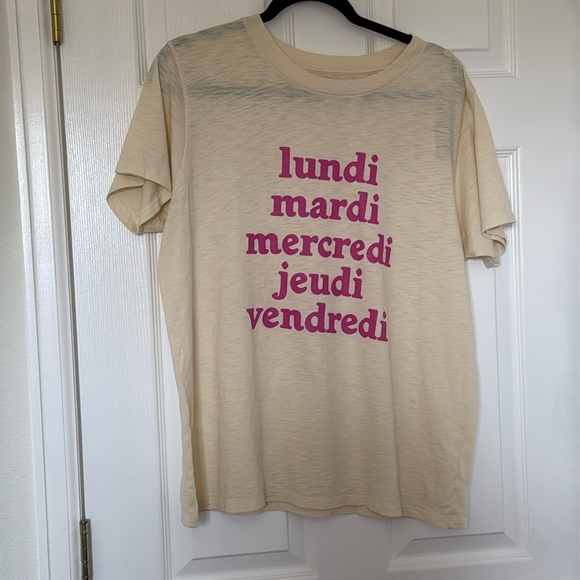 J Crew French Days of the Week (Les Jours De La Semaine) Tee Shirt XL - Picture 1 of 4